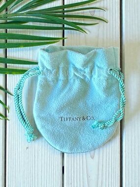 TIFFANY & CO. Small Blue Suede Drawstring Jewelry Pouch